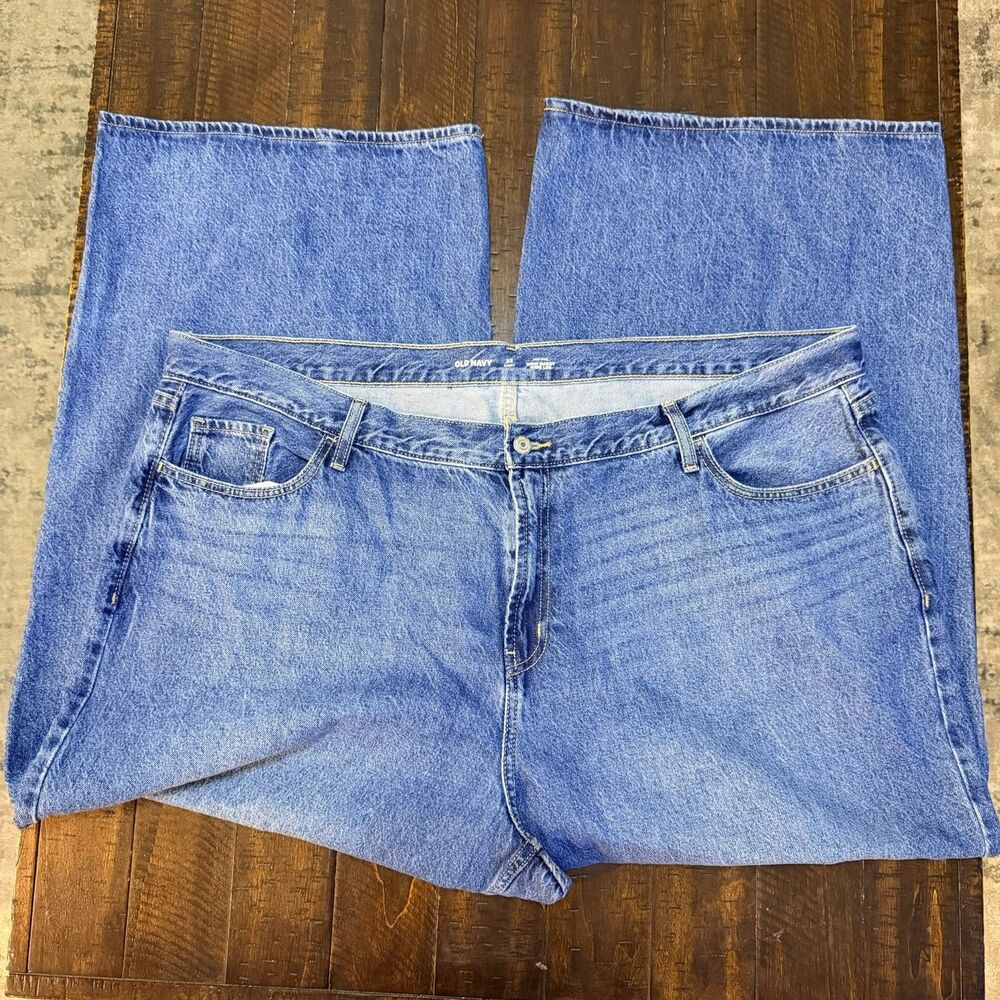 Old Navy Jeans Womens plus Sz 22short Blue Baggy WOW Wide Leg mid Rise Pockets